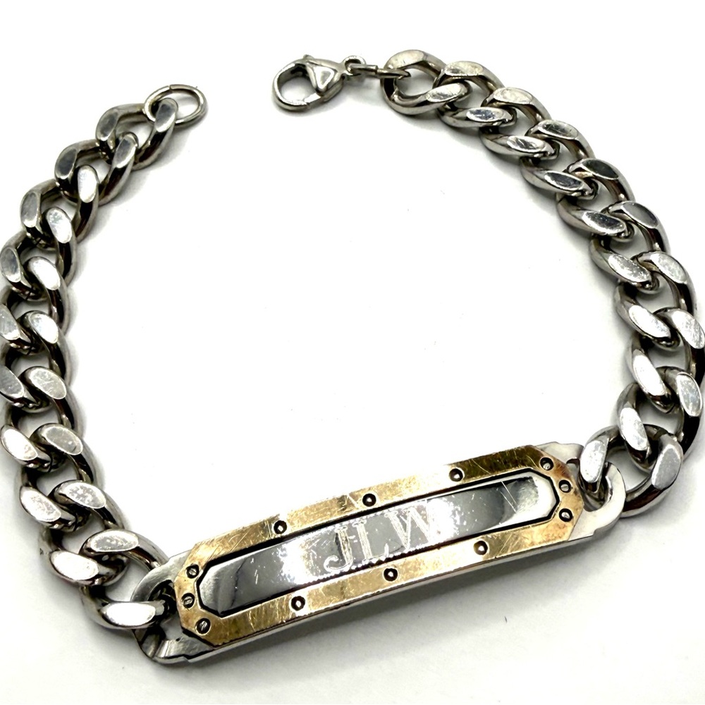 Vintage Dolan Bullock DB Sterling Silver Two Tone Men’s ID Bracelet 36.9g